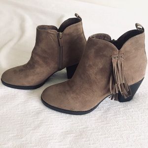 Bongo Faux Suede Tassel Booties